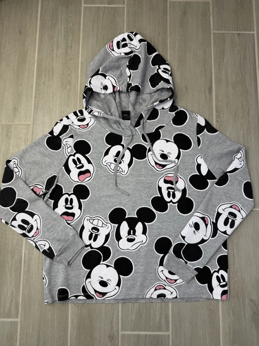 Disney Gray Mickey Mouse Crewneck Sweatshirt - Black & Pink Accents